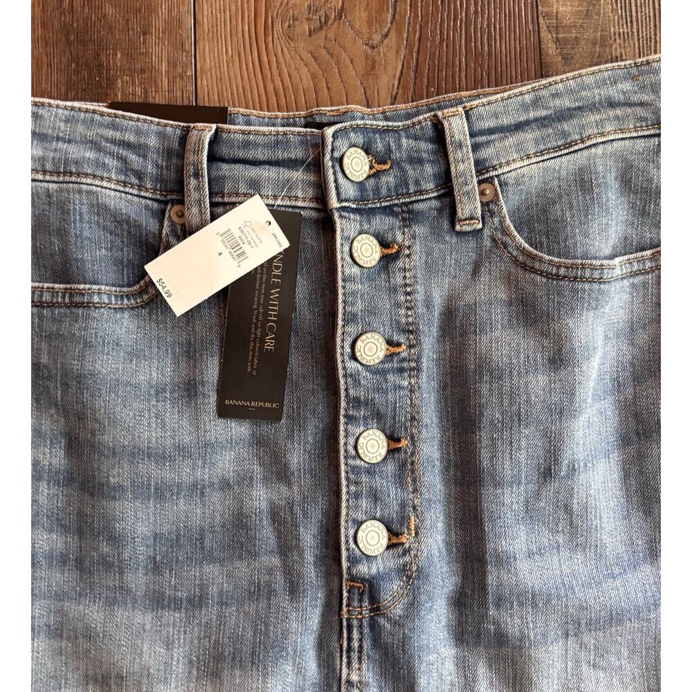 NWT Banana Republic Skirt Womens 4 Blue Denim Button Front Pockets Jean - Picture 2 of 7